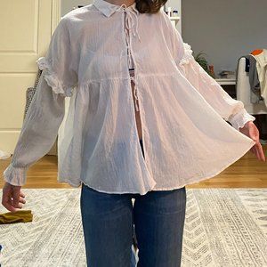 Urban Outfitters Three Tie Blouse Small